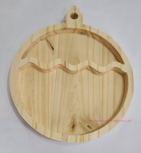 Figura Madera Pino Cuenco Borla Navidad Grande 22cm 