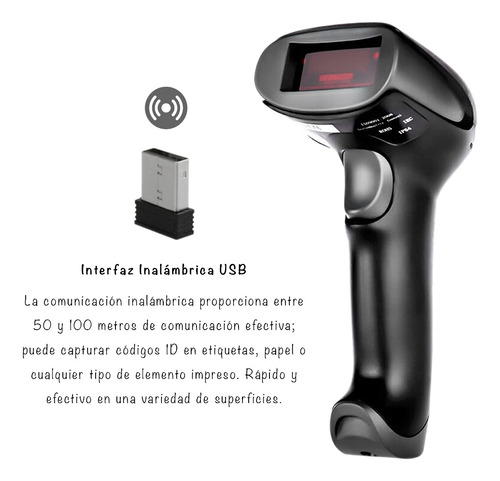 Imagen 2 de 10 de Lector Codigo Barras Laser Inalambrico Conexion Usb Soporte.