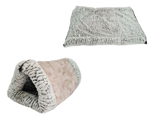 Camita Para Gato Triangular De Corderito Comoda Desplegable Color Beige