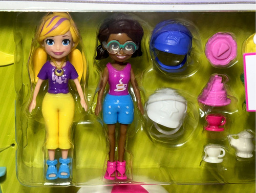 Playset Conjunto Dia De Passeio Perfeito Em Paris - Acompanha Boneca Menina Loira Polly Pocket E Negra Shani Com Mini Acessórios Lambretas Torre Eiffel Chafariz E Bistrô - Mattel Brinquedos