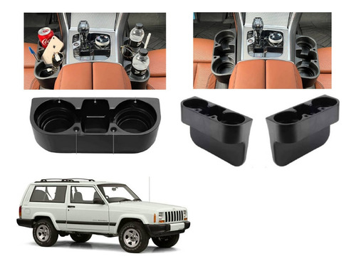 2x Porta Vasos + Celular Jeep Cherokee Sport 1996 A 2001 Negro