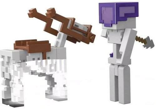 Boneco Minecraft Caves Batalha Cavaleiro Esqueleto C/ Cavalo