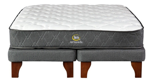 Imagen 2 de 3 de Cama Sertapedic 2 Plazas Base Dividida Gris