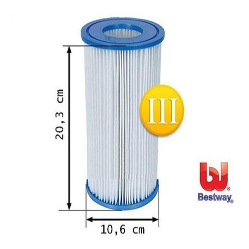 Imagen 2 de 8 de Filtro Bestway Ill A/c Repuesto Bomba Cartucho 58012 5678 Lt