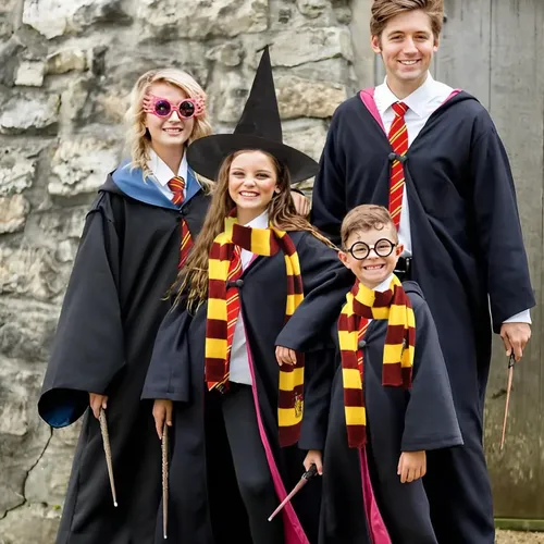 Disfraz De Mago Harry Para Niños – Túnica Con Forro Rojo, Corbata Y Gafas Redondas Negras – Ideal Para Cosplay, Fiestas Y Halloween