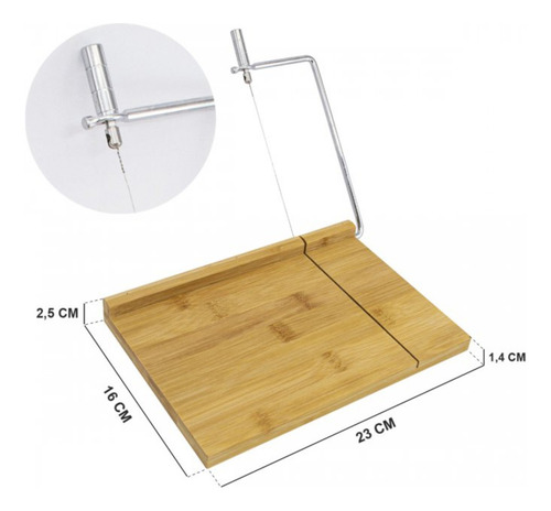 Tabla De Bamboo Con Corta Queso Premium Cortante De Acero Color Marrón Claro