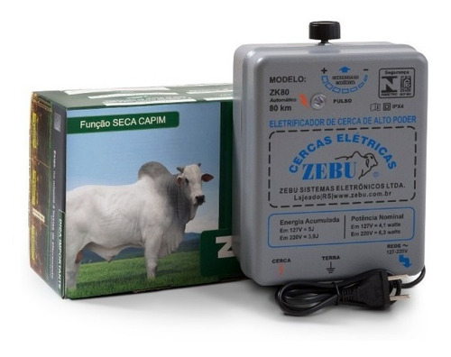 Imagem 1 de 5 de Eletrificador Cerca Rural 80km Zk80 Com Reg. - Zebu