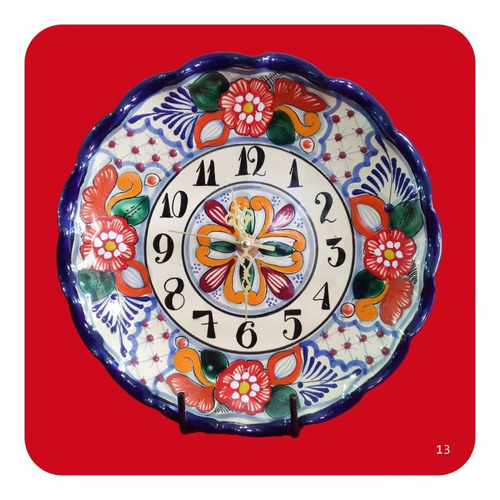 Imagen 1 de 2 de Reloj De Talavera Poblana 25 Cm Color Tradicional Mod 13 Rlj