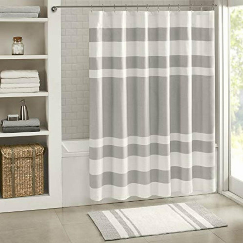 Madison Park Spa Waffle Shower Curtain 72x84 Grey