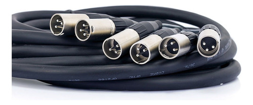 Cabo Xlr Do 8 Xlr Machos Em 8 Xlr Fêmeas Amphenol Multicabos 8 Vias Preto Do 5m