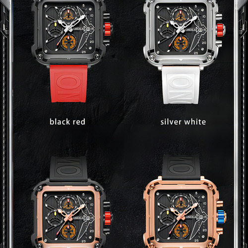 Reloj Cronógrafo Cuadrado Con Calendario De Cuarzo Onola Color Del Bisel Rose Black Black