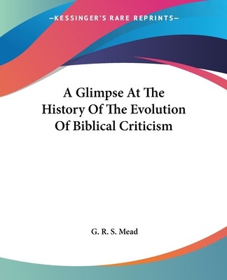 Libro A Glimpse At The History Of The Evolution Of Biblic...