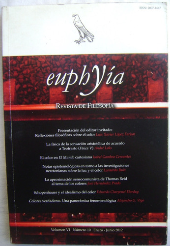 Euphyía. Revista De Filosofía. Enero-junio 2012