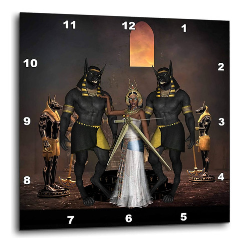 Reloj De Pared 3drose - Anubis Con Mujeres Egipcias - 10 Por