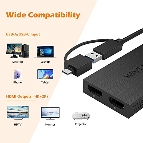 Adaptador De Gráficos De Video Dual Hdmi Usb 3.0, Dobl...