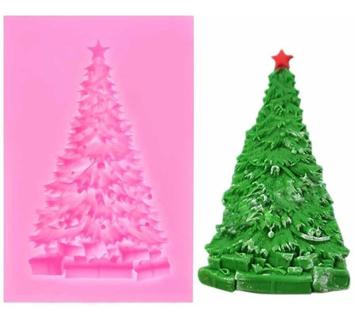 Molde Silicona Árbol De Navidad C/regalos Fondant Porcelana 