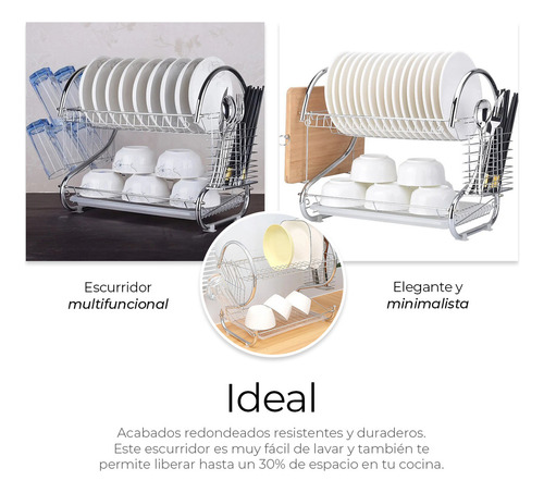 Escurridor De Cubiertos De Cocina Trastes Cromado Moderno