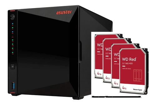 Imagen 1 de 3 de Servidor Nas 4 Bahias Asustor 2.5 3.5 8gb+ 4 Hdd 4tb As5304t