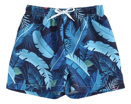 Traje De Baño Para Bebe Niño Estilo Short Boxer Hojas