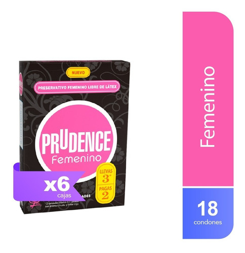 Prudence Femenino 6 Pack Condones: 18 Preservativos