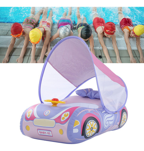 Flotador Con Forma De Coche Inflable Rosa Para Bebés, Con Fo