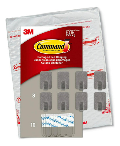 Command Pequeños Ganchos De Metal De Acero Inoxidable 8 Gan