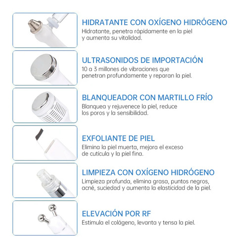 Máquina Hidrofacial 6 En 1 Limpieza Profunda, Microdermoabrasión, Radiofrecuencia, Ultrasonido, Pulverizador, Terapia Fría Profesional Para Spa Y Estética