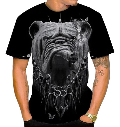 Pitbull 3d Impreso Camiseta De Manga Corta De Los Hombres