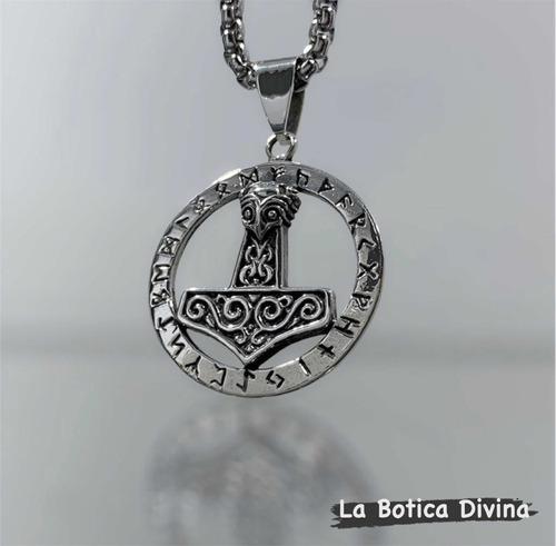 Dije Mjolnir O Martillo De Thor Con Runas En Plata