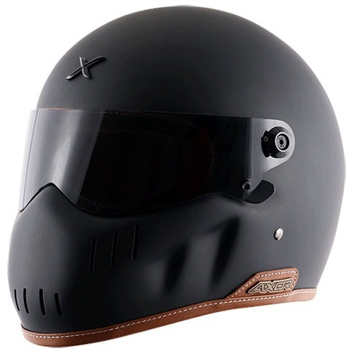 Casco Moto Axor Rogue Negro Mate Estilo Retro Cafe 