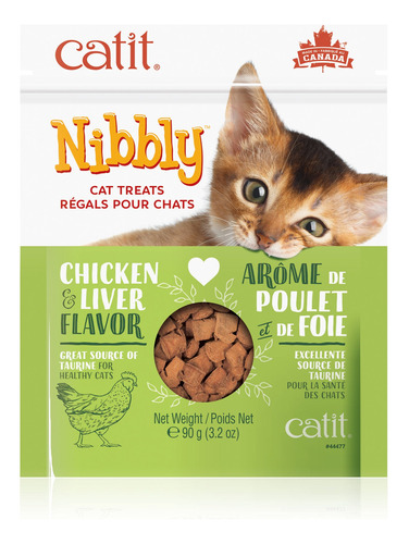 Cat Treat Catit Nibbly De Pollo E Hígado, 3 Paquetes De 90 G