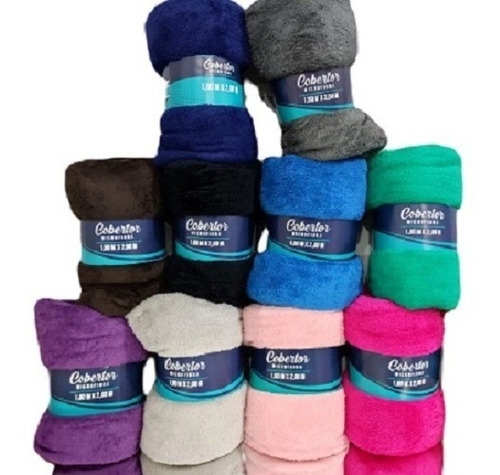 Kit 5 Cobertor Manta Fleece Casal Lisa  Macia 1,80 X 2,00