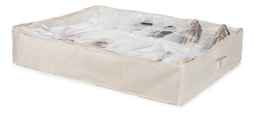 Organizador Caja De Guardado Bajo Cama Zapatos 12 Pares Color Marrón Claro