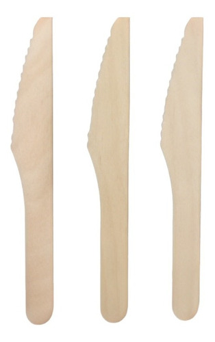 Cuchillos Cubiertos De Madera Desechables X100 Ecológico