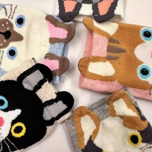 Tines Kawaii Calcetines De Perrito Tines De Perrito 3 Piezas Variados Estampado Único