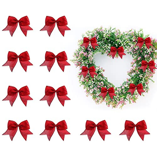 10 Pcs Valentine's Day Bows Red Valentines Bows Small V...