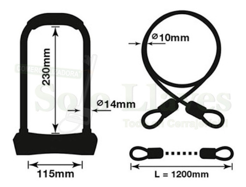 Imagen 3 de 4 de Candado De Bicicleta O Moto En U Ultra Endurecido Marca Yale
