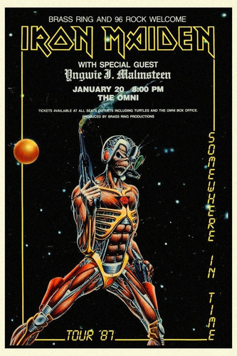 Poster Antigo Iron Maiden 87 Tour 30x45cm Rock Plastificado