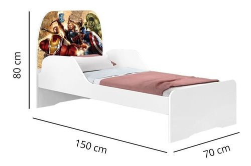 Imagem 3 de 3 de Cama Infantil Juvenil Branco Personagens - Vingadores