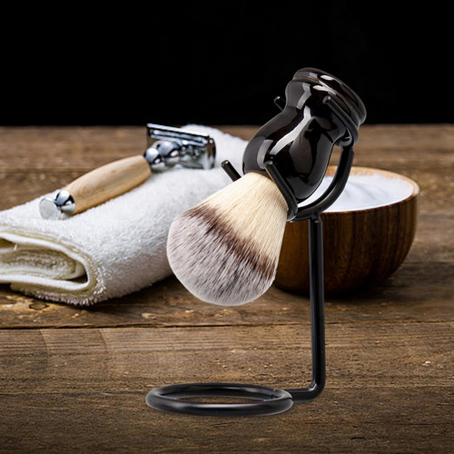 Suporte De Barbear E Escova, Preto Estável Para Homens