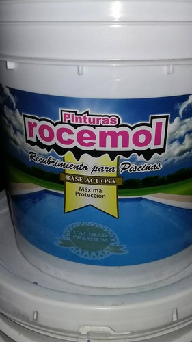 Pintura Rocemol Para Piscinas 4lt Azul + Pincel N 10 Oferta