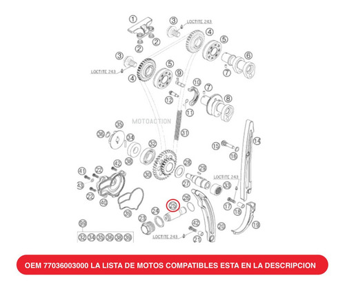 Imagen 2 de 2 de Tensor Hidraulico De Cadena 77036003000 Para Ktm 06-20