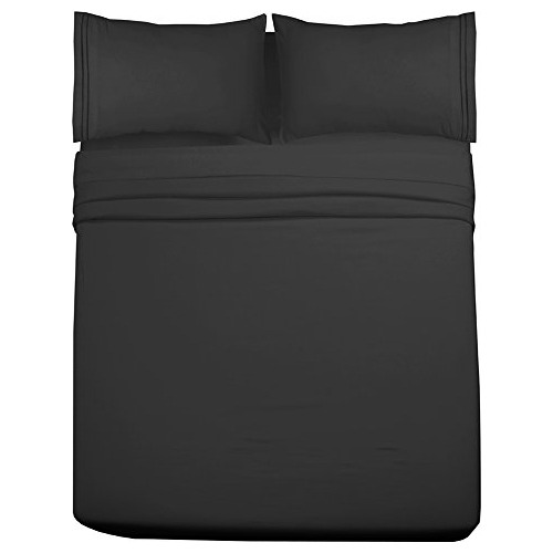 Sabanas Color Negro Transpirable De Poliester Matrimonial