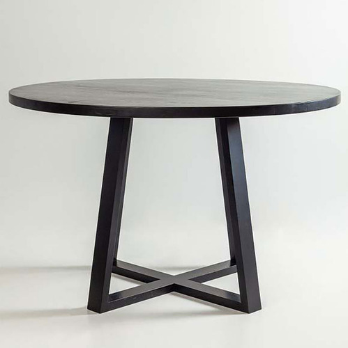 Mesa De Comedor Cross Redonda En Madera De Alamo Y Mdf Color Negro De 100cm De Diámetro