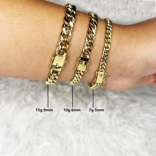 Pulseira Grumet 15 Gramas 9mm Ouro 18k 750