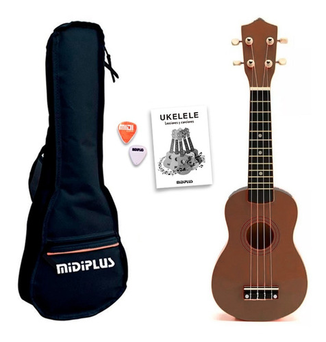 Ukelele Soprano Midiplus De Madera Con Funda Marrón