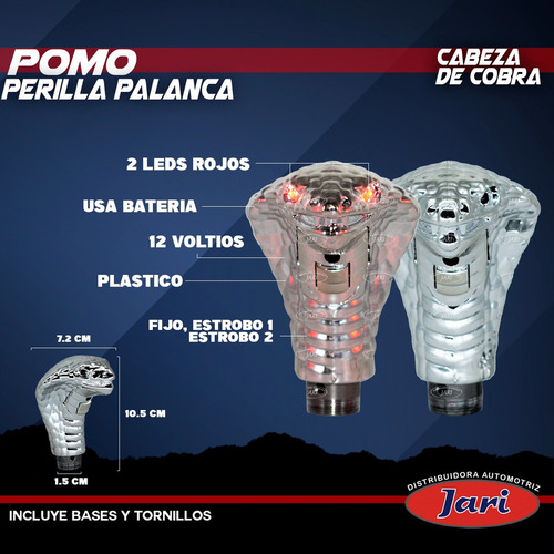 Perilla Palanca Automotiz Universal Cabeza De Cobra Con Luz