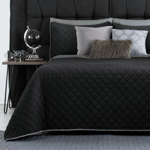 Edredón King Size Doble Vista Incluye 2 Fundas Real Textil Negro - Gris