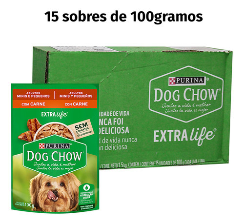 Dog Chow Adulto Minis Razas Pequeñas Carne 15x100gr.