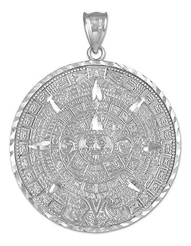 Colgante Circular Calendario Azteca Maya Plata 925